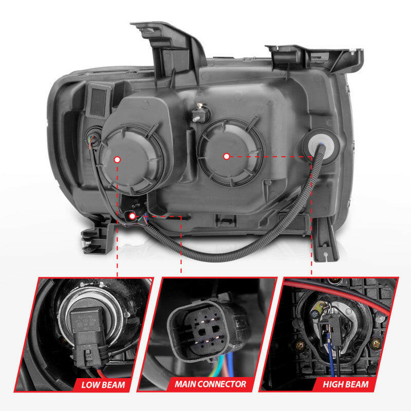 ANZO 2015+ GMC Canyon Projector Headlights w/ Plank Style Design Black w/ Amber Headlights ANZO