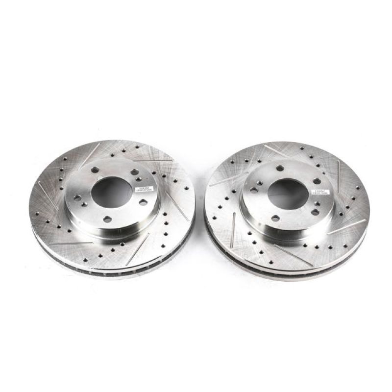 Power Stop 89-96 Nissan 300ZX Front Evolution Drilled & Slotted Rotors - Pair Brake Rotors - Slot & Drilled PowerStop