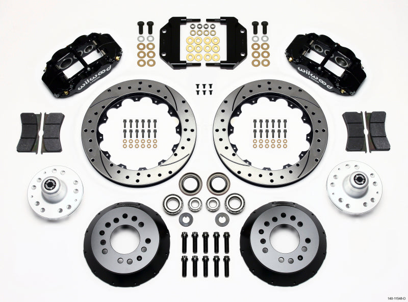 Wilwood Narrow Superlite 6R Front Hub Kit 12.88in Drilled Magnum Force Drop Spindle Big Brake Kits Wilwood