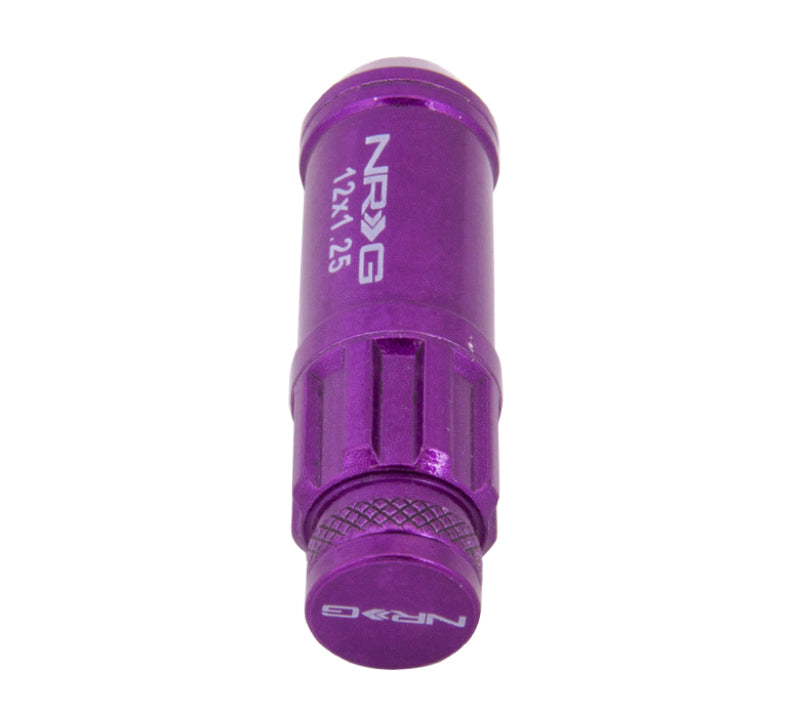 NRG 700 Series M12 X 1.25 Steel Lug Nut w/Dust Cap Cover Set 21 Pc w/Locks & Lock Socket - Purple Lug Nuts NRG