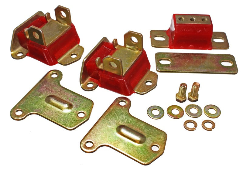 Energy Suspension 69-72 Camaro/70-73 Monte Carlo Red Complete Motor&Trans Mount Set Zinc Finish Bushing Kits Energy Suspension