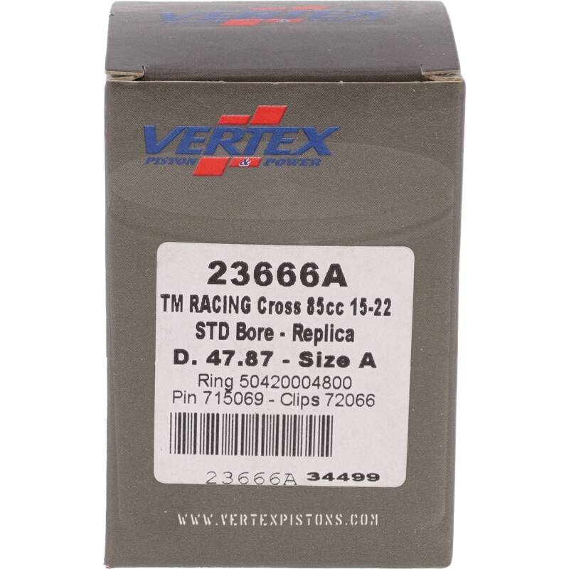 Vertex Piston 08-14 TM MX 85 85cc Cast Replica Piston Kit Piston Sets - Powersports Vertex Pistons