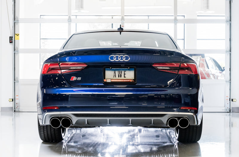 AWE Tuning Audi B9 S5 Coupe 3.0T Track Edition Exhaust - Chrome Silver Tips (102mm) Catback AWE Tuning