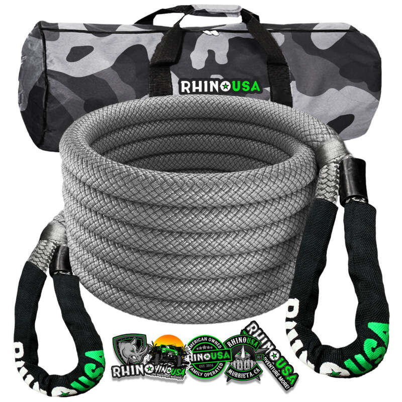 Rhino USA Kinetic Energy Recovery Rope (7/8In X 20Ft) Gray Cargo Tie-Downs Rhino USA