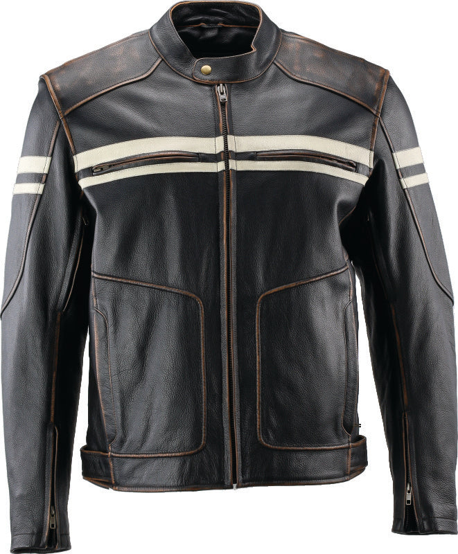 Kuryakyn Leather By River Road Hoodlum Vintage Leather Jacket Black - 3XL Jackets - Leather Kuryakyn