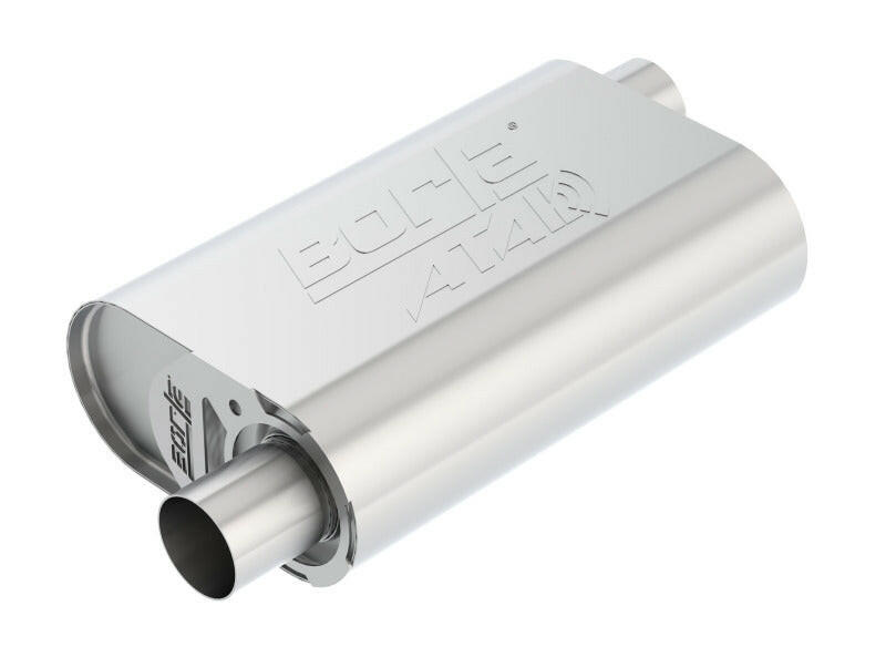 Borla CrateMuffler Stock SBC 283/327/350 ATAK 2.25in Offset/Offset 14inx4.35inx9in Oval Muffler Muffler Borla