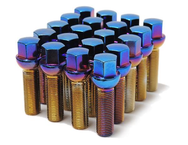 Wheel Mate Mevius Lug Bolt Set of 20 - Chrome Neon 14x1.50 50mm Cone 60 DEG TAP Lug Nuts Wheel Mate