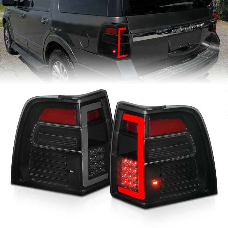 ANZO 07-17 Ford Expedition LED Taillights w/ Light Bar Black Housing Smoke Lens Tail Lights ANZO