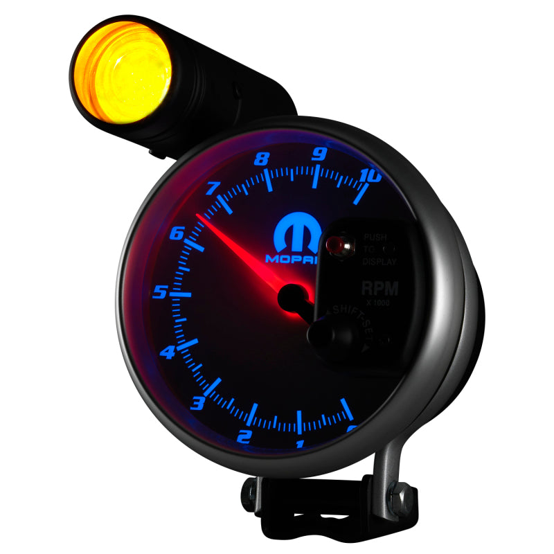 AutoMeter Gauge Tachometer 5in. 10K RPM Pedestal W/ Ext. Shift-Lite White Mopar Gauges AutoMeter