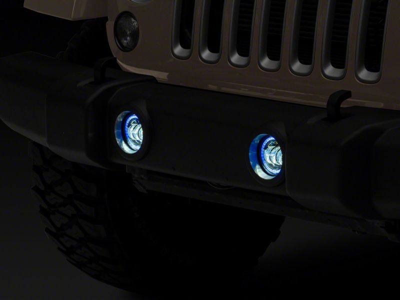Raxiom 07-18 Jeep Wrangler JK Axial Series 4-In LED Fog Lights w/ RGB Halo Headlights Raxiom