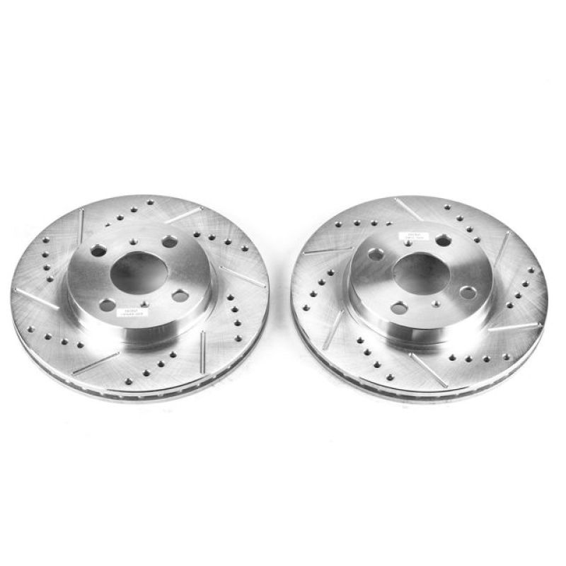 Power Stop 01-05 Toyota Echo Front Evolution Drilled & Slotted Rotors - Pair Brake Rotors - Slot & Drilled PowerStop