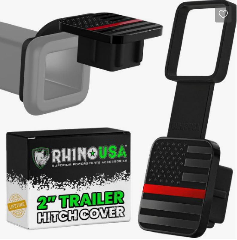 Rhino USA 2In American Flag Hitch Cover - Black & Red Hitch Accessories Rhino USA