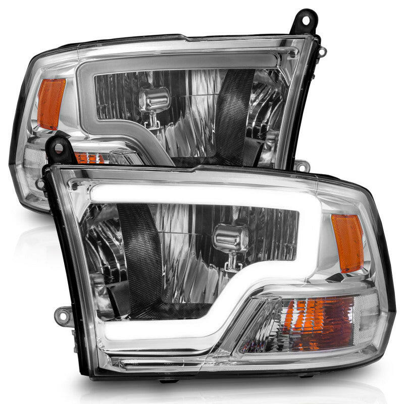 ANZO 2009-2018 Dodge Ram 1500/ 2500/ 3500 Crystal Headlights w/ Light Bar Chrome Housing Headlights ANZO