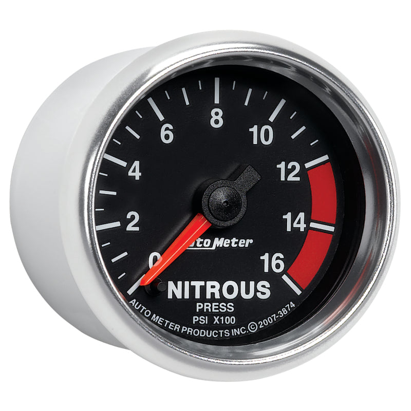 Autometer GS 2 1/16in. 1600PSI Nitrous Fuel Pressure Gauge Gauges AutoMeter