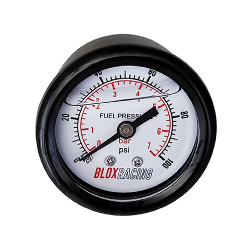 BLOX Racing Liquid-Filled Fuel Pressure Gauge 0-100psi (White Face) Gauges BLOX Racing