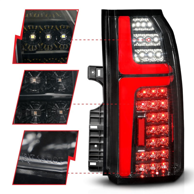 ANZO 15-20 Chevrolet Tahoe Sequential LED Tube Taillights Black Tail Lights ANZO