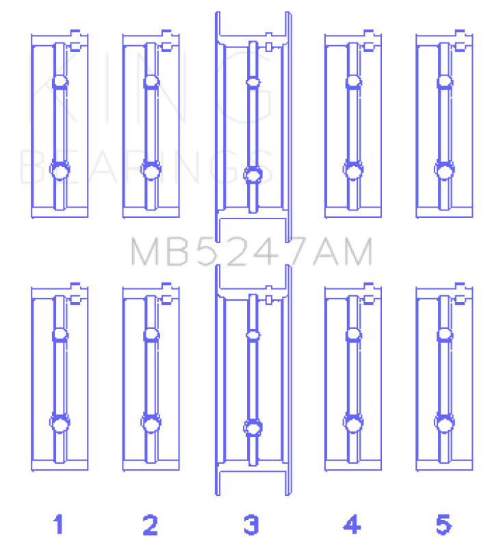 King Engine Bearings Opel 1.7D (Size +0.50mm) Main Bearing Set Bearings King Engine Bearings