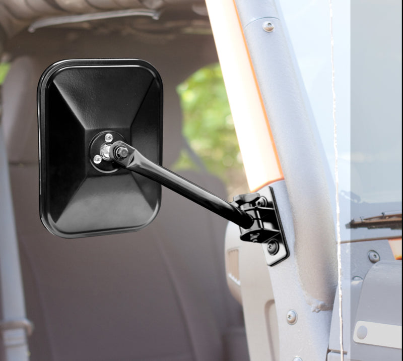 Rugged Ridge 97-18 TJ JK Black Rectangular Quick Release Mirrors Exterior Trim Rugged Ridge