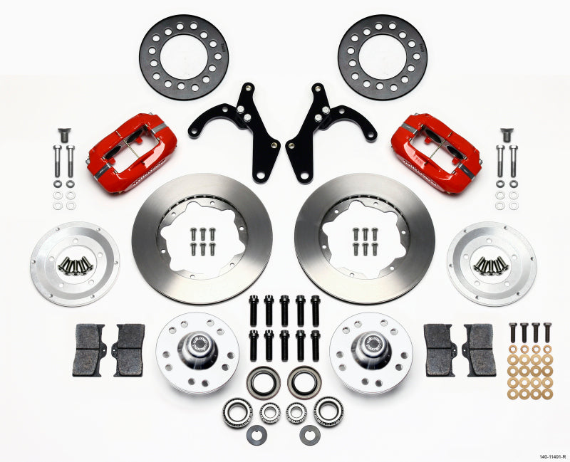Wilwood Forged Dynalite Front Kit 11.00in Red 55-57 Chevy Big Brake Kits Wilwood