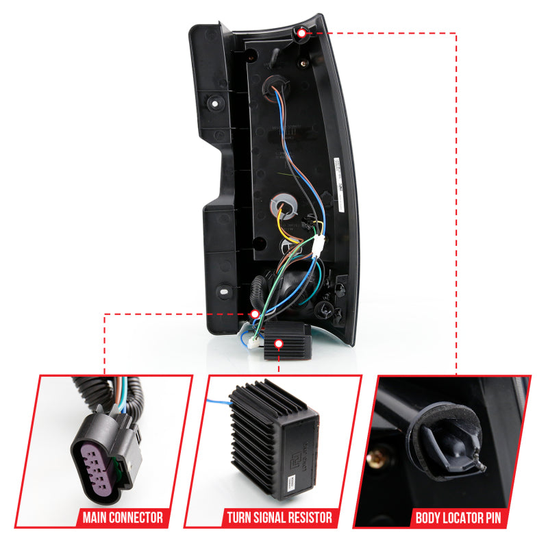 ANZO 2007-2014 Chevy Tahoe LED Taillight Plank Style Black w/Smoke Lens Tail Lights ANZO