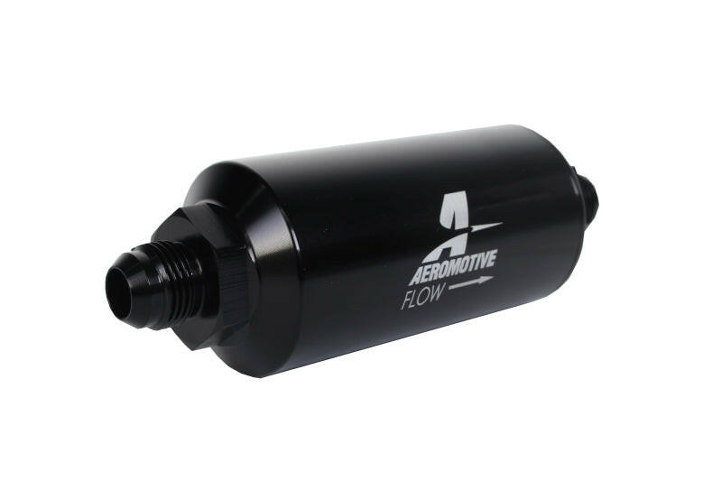 Aeromotive In-Line Filter - (AN -8 Male) 10 Micron Fabric Element Bright Dip Black Finish Fuel Filters Aeromotive