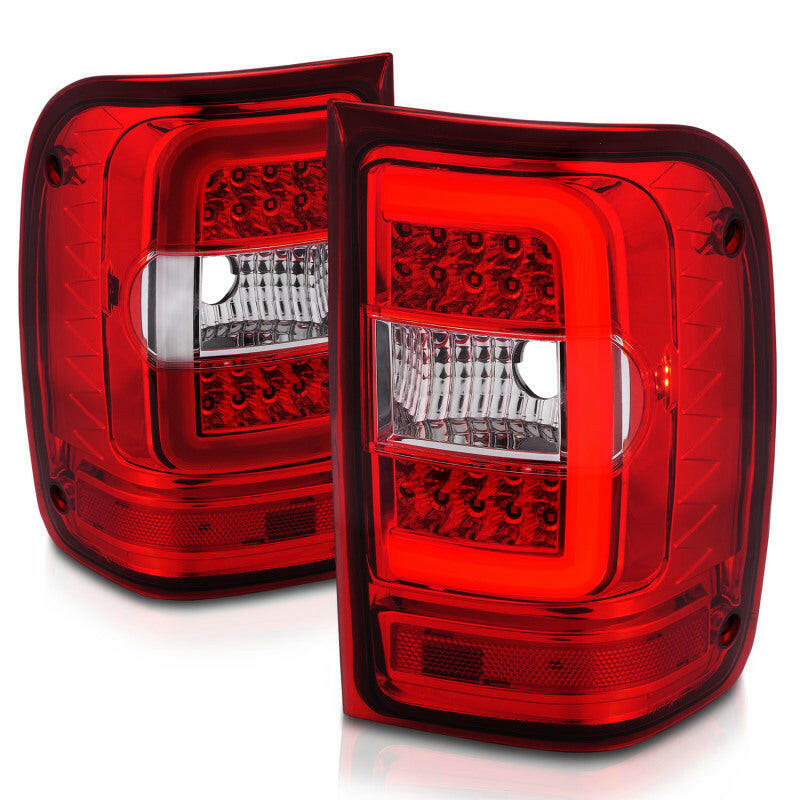 ANZO 2001-2011 Ford Ranger LED Tail Lights w/ Light Bar Chrome Housing Red/Clear Lens Tail Lights ANZO