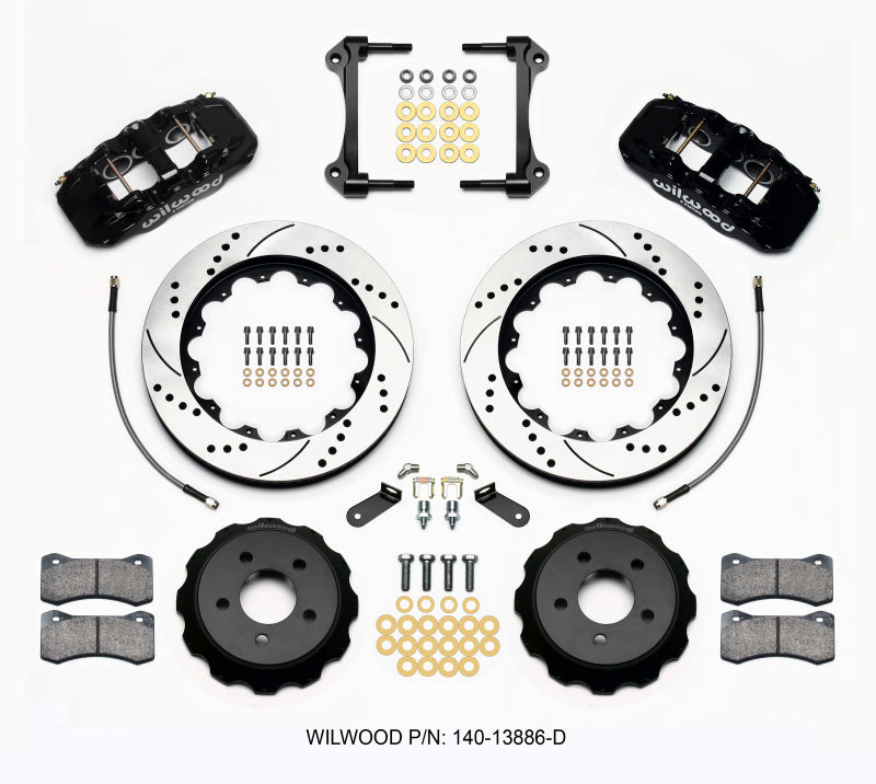 Wilwood AERO6 Front Hat Kit 14.00 Drilled 15-23 Mustang w/Lines Big Brake Kits Wilwood