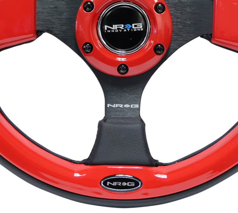 NRG Reinforced Steering Wheel (320mm) Blk w/Red Trim & 5mm 3-Spoke Steering Wheels NRG