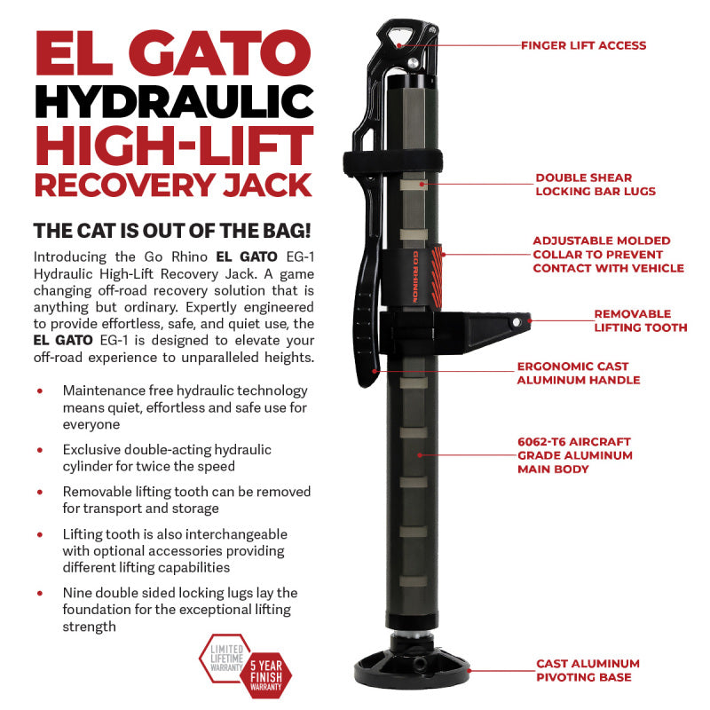 Go Rhino Xventure Gear EG1 El Gato Hydraulic Jack - Graphite Jacks Go Rhino