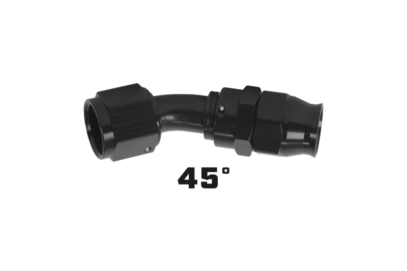 Aeromotive PTFE Hose End - AN-06 - 45 Deg - Black Anodized Fittings Aeromotive