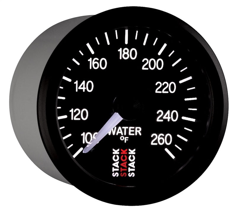 Autometer Stack 52mm 100-260 Deg F 1/8in NPTF Male Pro Stepper Motor Water Temp Gauge - Black Gauges AutoMeter