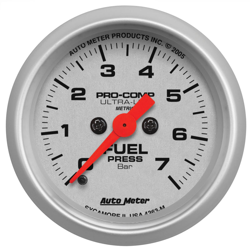 AutoMeter Gauge Fuel Pressure 2-1/16in. 7 Bar Electric Ultra-Lite Gauges AutoMeter