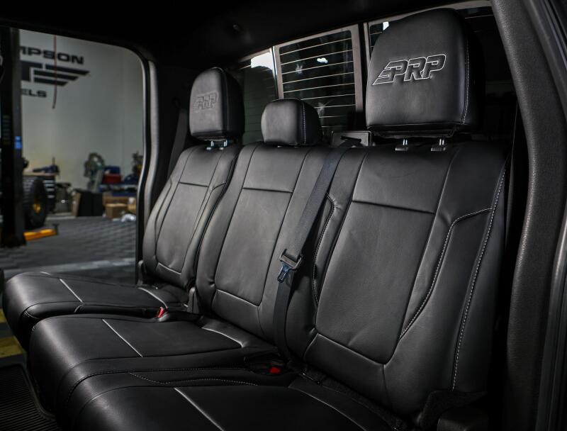 PRP 12-14 Ford Raptor Rear Bench Seat Covers- Black with Silver Stitch Seat Covers PRP Seats