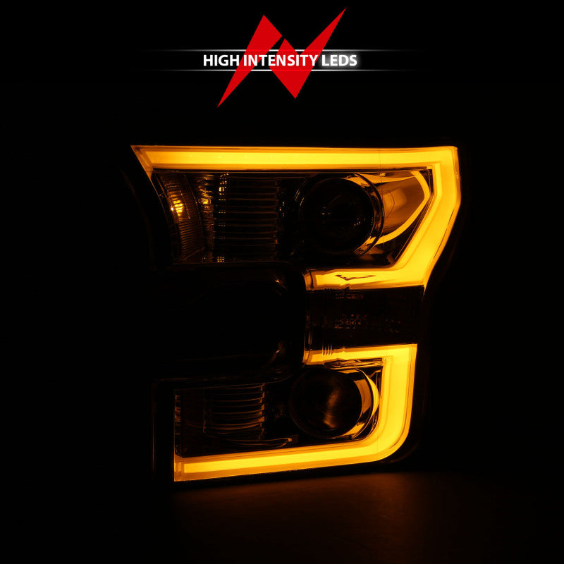 ANZO 2015-2017 Ford F-150 Projector Headlights w/ Plank Style Switchback Chrome w/ Amber Headlights ANZO