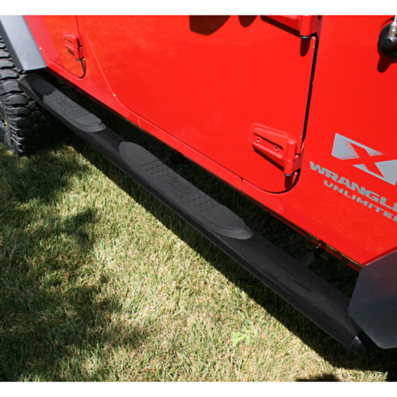 Rugged Ridge 4 1/4-In Oval Side Step Black 07-18 Jeep Wrangler Unlimited JK Side Steps Rugged Ridge