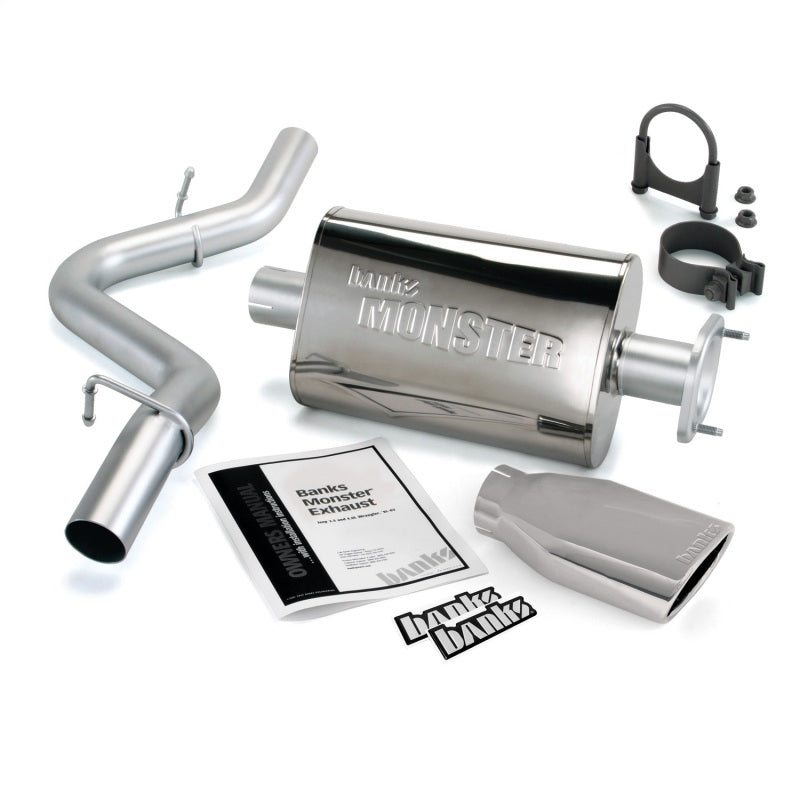Banks Power 00-03 Jeep 2.5/4.0L/Wrangler (2-Bolt Cat) Monster Exh Sys - SS Single Exh w/ Chrome Tip Catback Banks Power