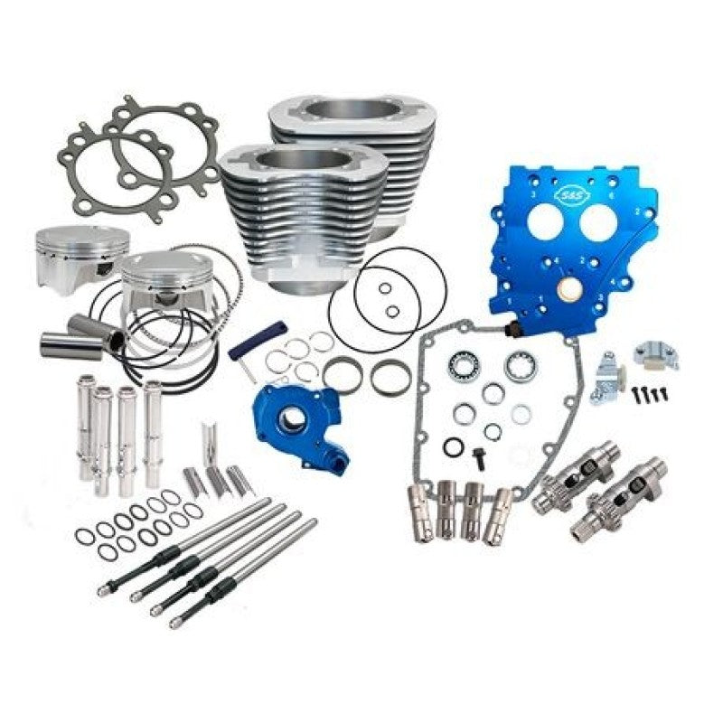 S&S Cycle 99-06 BT 4in Bore 585CE Cam Power Pack - Silver Piston Sets - Powersports S&S Cycle