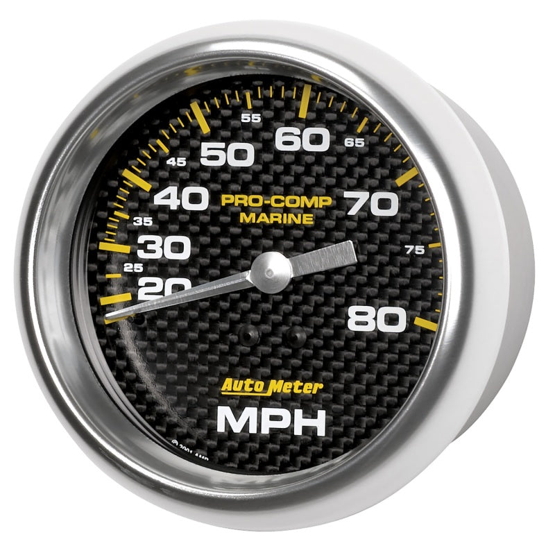 Autometer Gauge Speedometer 3-3/8in 80MPH Mechanical Marine Carbon Fiber Gauges AutoMeter
