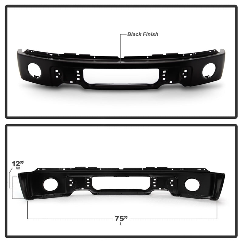 Spyder Ford F150 09-14 w/Fog Light Hole Front Bumper - Black (OEM # 9L3Z17757DPTM) Bumper Accessories SPYDER