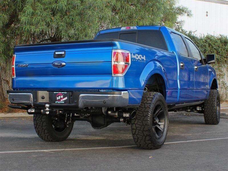 aFe MACHForce XP Exhaust 3in SS Dual Side Exit CB w/ Black Tips 11-14 Ford F150 EcoBoost V6-3.5L TT Catback aFe