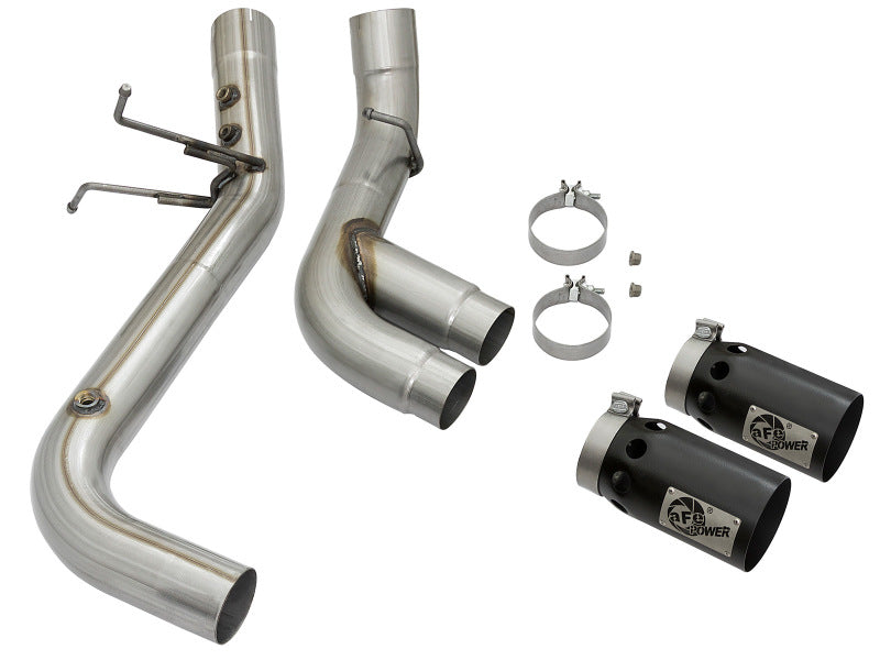 aFe Victory Series 4in 409-SS DPF-Back Exhaust w/ Dual Black Tips 2017 GM Duramax V8-6.6L(td) L5P DPF Back aFe