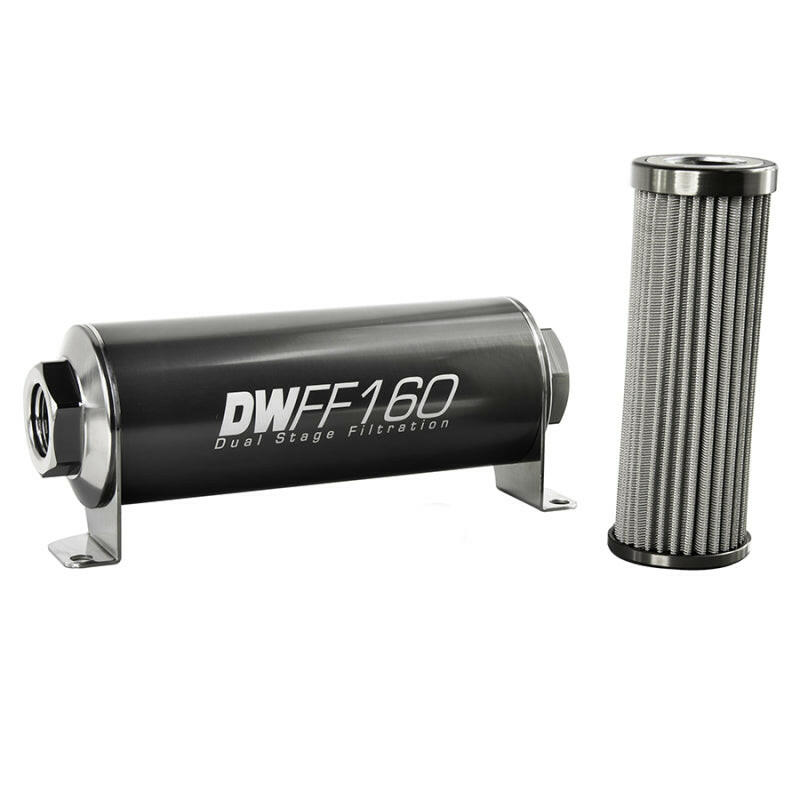 DeatschWerks Stainless Steel 10AN 100 Micron Universal Inline Fuel Filter Housing Kit (160mm) Fuel Filters DeatschWerks