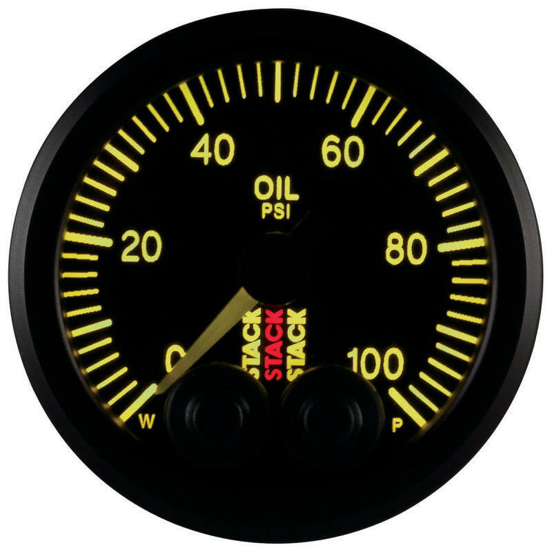 Autometer Stack Instruments Pro Control 52mm 0-100 PSI Oil Pressure Gauge - Black (1/8in NPTF Male) Gauges AutoMeter