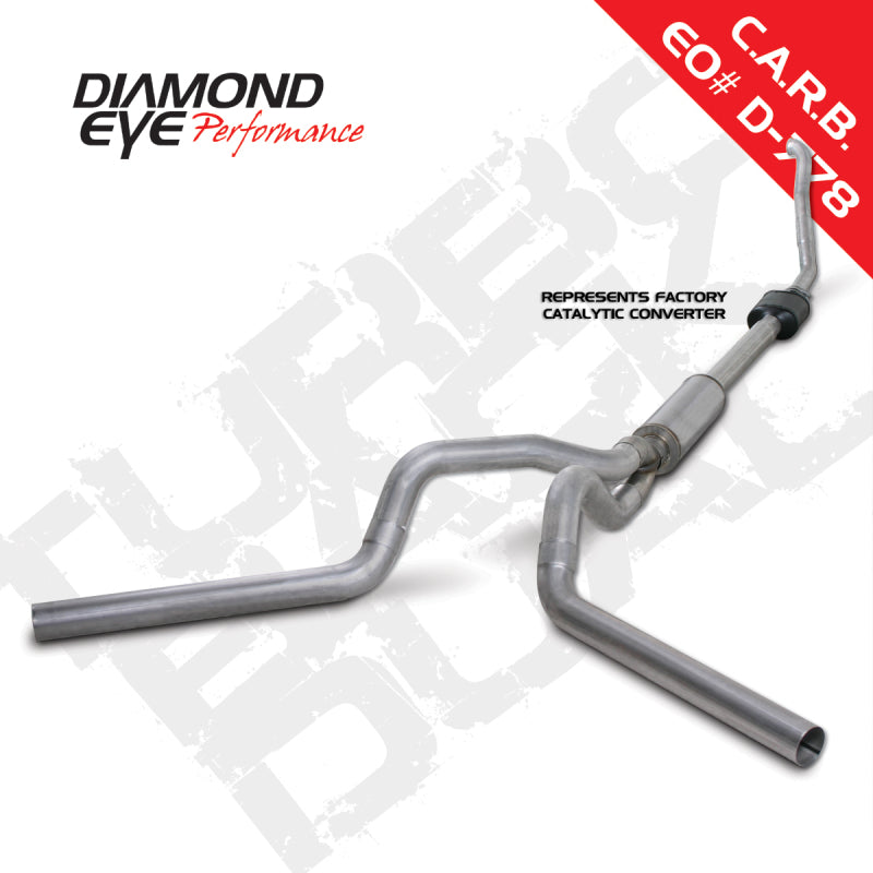Diamond Eye KIT 4in TB DUAL AL: 94-97 FORD 7.3L F250/F350 PWRSTROKE NFS W/ CARB EQUIV STDS Turbo Back Diamond Eye Performance