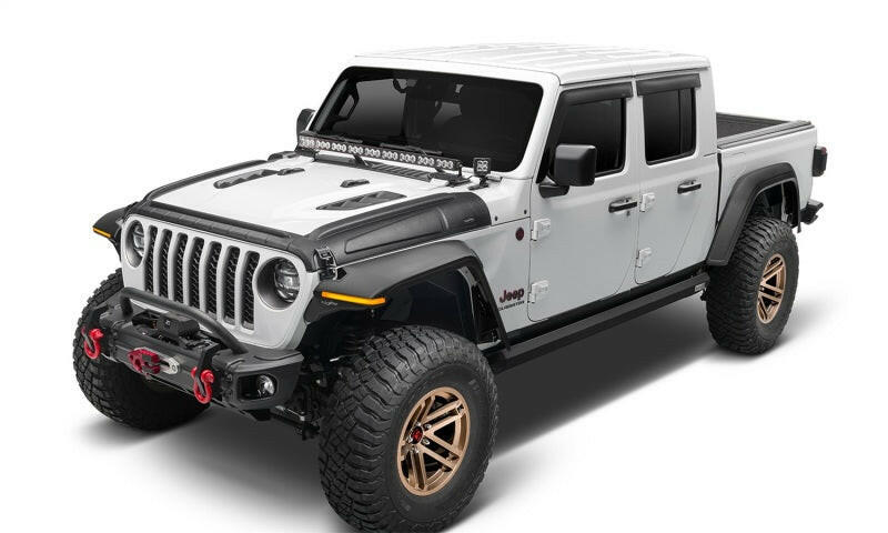 Bushwacker 18-22 Jeep Wrangler 2/4dr / 20-22 Jeep Gladiator Trail Armor Hood Armor (3pc) - Tex. Blk Body Armor & Rock Rails Bushwacker