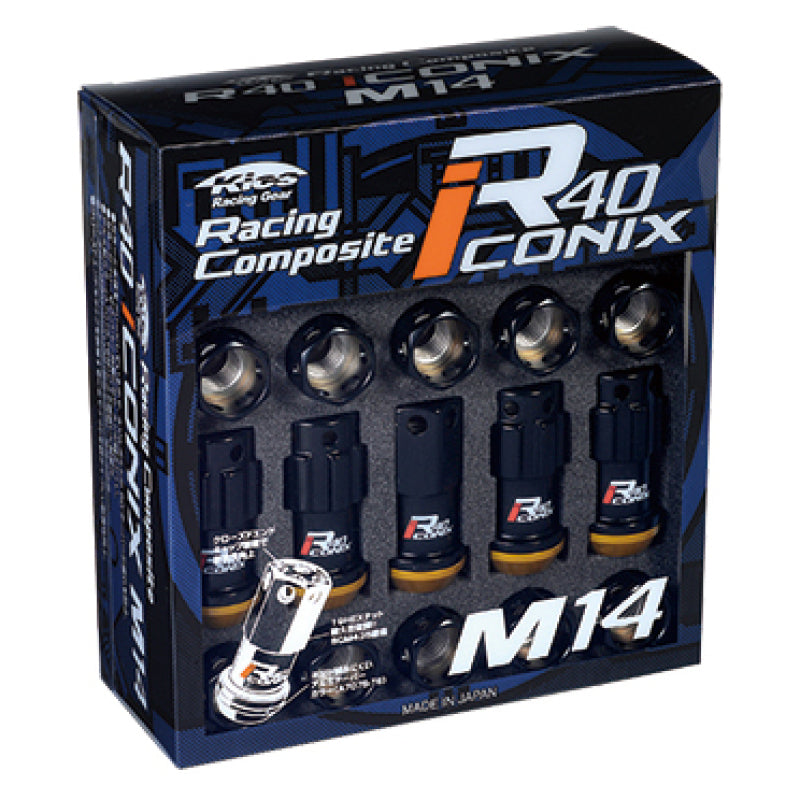Project Kics KYO-EI R40 Iconix M14x1.25 Black Lock & Nut Set (Capless) Lug Nuts Project Kics