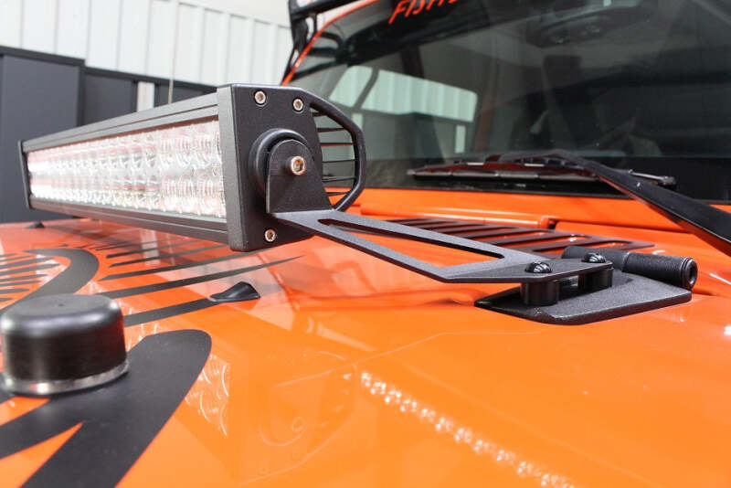Fishbone Offroad 07-18 Jeep Wrangler JK Hood Light Mount Brackets Light Mounts Fishbone Offroad
