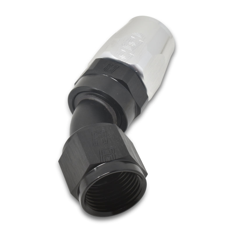 Russell Performance -10 AN Black/Silver 45 Degree Full Flow Hose End Fittings Russell