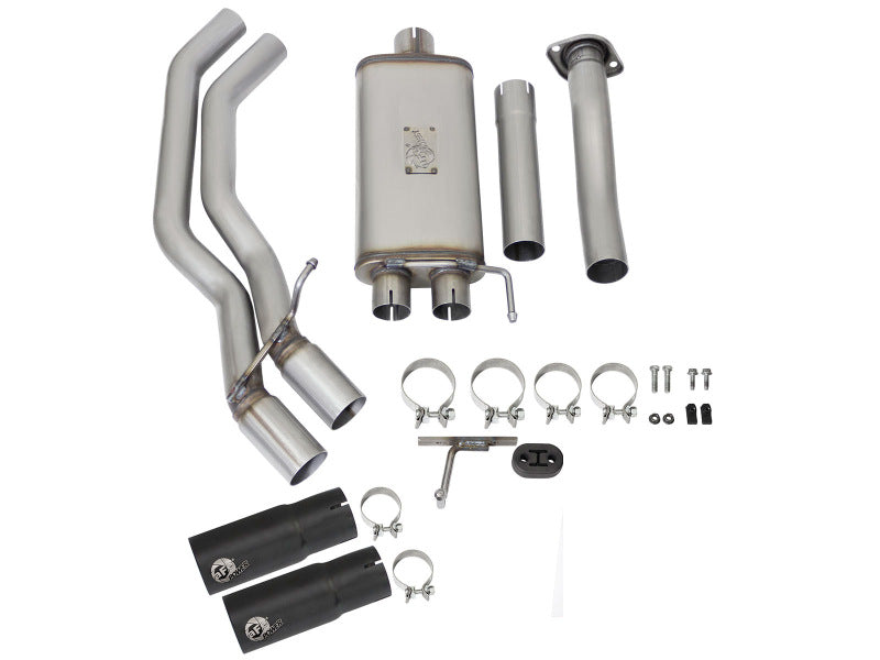 aFe Rebel Exhausts 3in SS Cat-Back 15-16 Ford F-150 EcoBoost V6 2.7/3.5L V8 5.0L w/ Black Tips Catback aFe