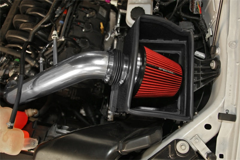 Spectre 15-18 Ford F150 V8-5.0L F/I Air Intake Kit - Polished w/Red Filter Cold Air Intakes Spectre